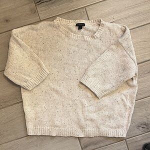 Ann Taylor Cream Speckled Crewneck Sweater
